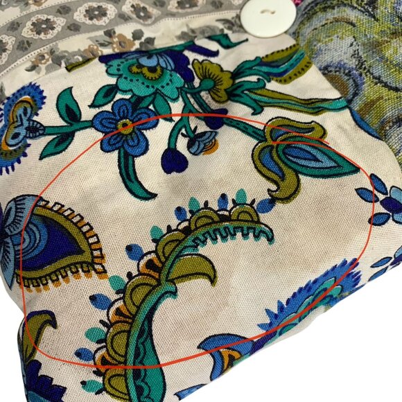 Handmade Multicolor Patchwork Throw Pillow Floral/Paisley Patterns + Button VTG - Picture 5 of 7